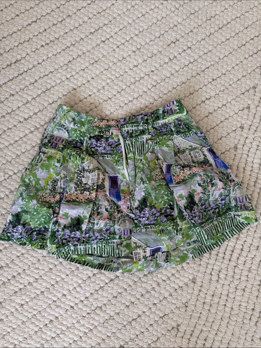 En Saison Cottage Garden Print Skort in Green and Purple
